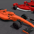 Red F1 Race Car With Streamlined Body Large Racing Wheels On Gravel