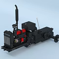 Black Industrial Engine Featuring Red Components Radiator And Mechanical Structure Design 3d model