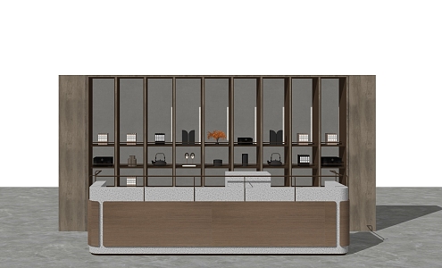 New Chinese-style reception desk water bar wine cabinet combination 3d model