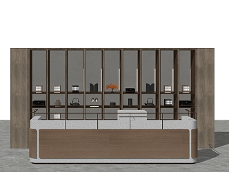 New Chinese-style reception desk water bar wine cabinet combination 3d model