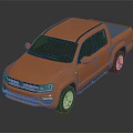 Orange Modern Pickup Truck With Sleek Body Black Roof Strip And Silver Wheels