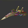 Detailed Military Fighter Jet Model With Black Body White Nose And Cockpit