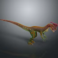Vibrant Dinosaur 3D Model Featuring Red Crest Green Skin And Yellow Patterns 3d model