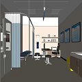 Modern Medical Examination Room With Medical Equipment Cabinets And Wall Charts