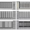 Modern Entrance Gate Design Featuring Vertical Metal Slats And Stone Structure