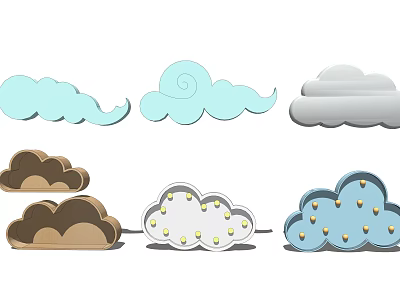 Modern wall decoration white clouds 3d model