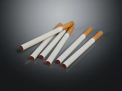 Cigarettes Arranged On Dark Background With White Filters And Brown Tips 3d model