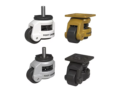 Different Colored Foot Casters With Swivel Wheels For Heavy Duty Furniture 3d model