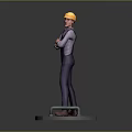 Worker European worker mechanic builder repairman miner digger figure 3d model