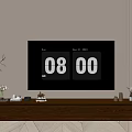 Modern Wooden TV Stand With Flat Screen TV Decorative Vase On Beige Wall Wooden Floor