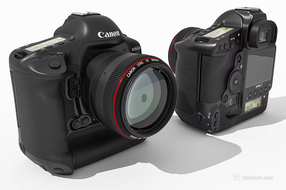 Canon Professional Digital Cameras Front And Back View With Lens Design 3d model 