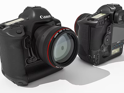 Canon Professional Digital Cameras Front And Back View With Lens Design 3d model
