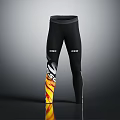 Trendy Black Leggings With Colorful Flame Pattern And ERO Logo Design 3d model