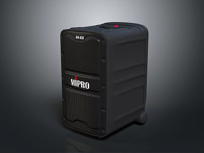 MIPRO Black Portable Computer Speaker With Wheels And Modern Design Features 3d model