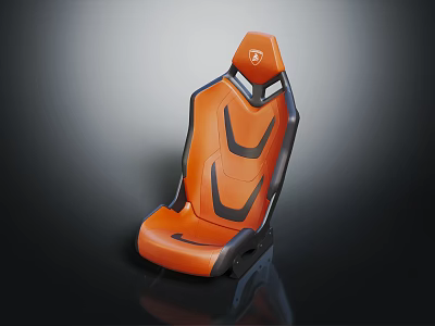 Orange Modern Gaming Chair With Black Accents And Headrest Logo Design 3d model