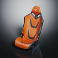 Orange Modern Gaming Chair With Black Accents And Headrest Logo Design