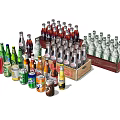 Assorted Beverage Bottles Of Different Types And Colors In Wooden Crates