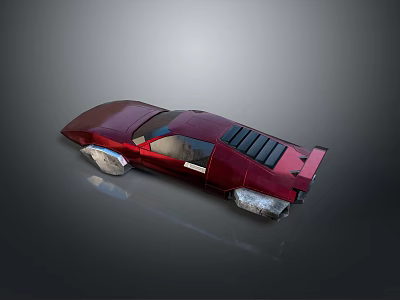 Red Futuristic Sports Car With Sleek Aerodynamic Body And Concept Design 3d model
