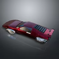 Red Futuristic Sports Car With Sleek Aerodynamic Body And Concept Design