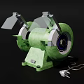 Industrial Bench Grinder With Dual Grinding Wheels Green Body And Protective Guards
