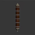 Decorative Household Standing Shelf With Brown Wooden Pillars Golden Spire Tops And White Ring Accents