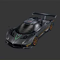Gray Sleek Race Car With Rear Spoiler Orange Wheels And Green Accents