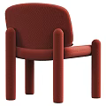 Modern Red Fabric Accent Chair With Soft Pillow And Cylindrical Legs