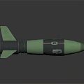 Green And Black Military Missile With Tail Fins And Cylindrical Body Structure Design