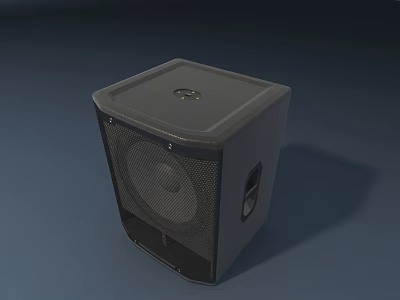 Modern Black Square Shaped Home Audio Speaker With Mesh Grille And Driver 3d model