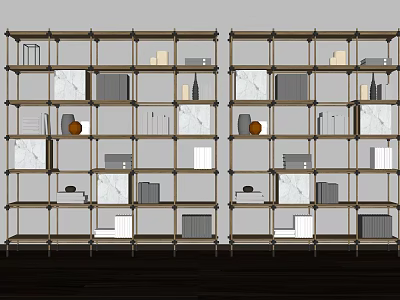Modern Multi layer Open Shelf Bookcase With Wooden Frame And Decorative Items 3d model