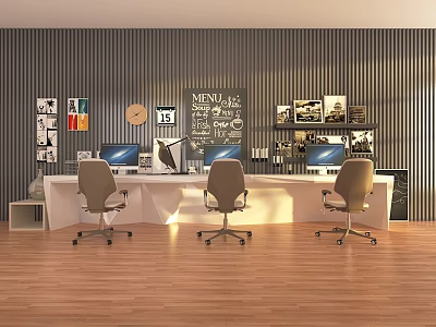 Office desk and chair combination computer desk and chair 3d model