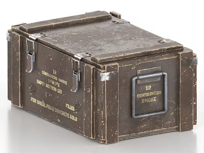 Vintage Wooden Crate With Metal Latches Worn Surface And Labeled Contents Smalls 3d model