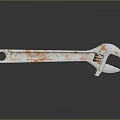 Rusty Metal Wrench Tool With Corrosion Details On Reflective Surface