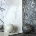 Marble Wall Panels with Various Textures White Black and Gray Decorative Spheres 3d model