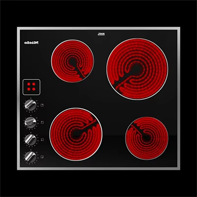 Electric Cooktop With Four Red Heating Elements Black Surface And Knob Controls 3d model