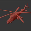 Green Military Helicopter With Large Rotor Blades And Detailed Fuselage Structure