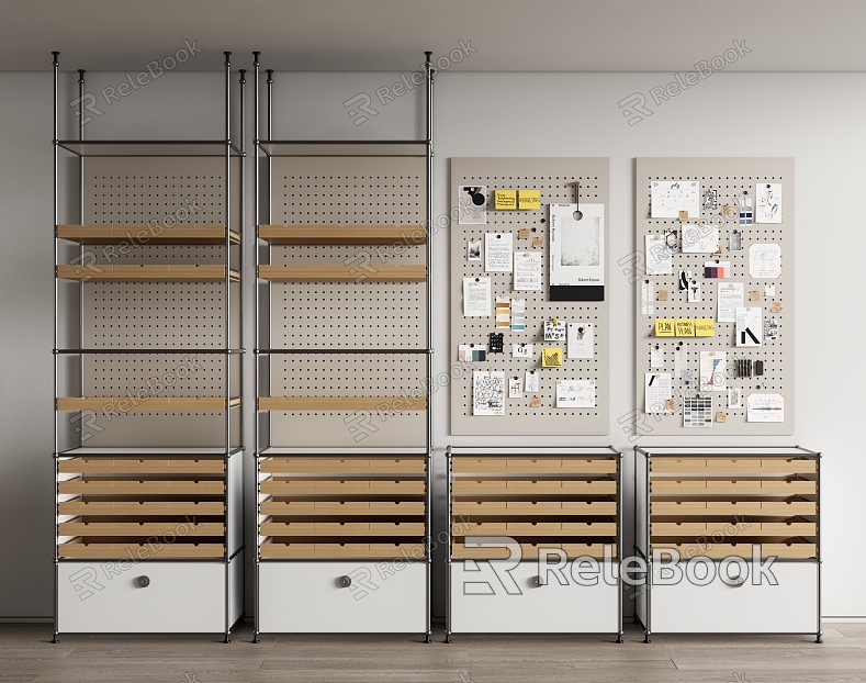 USM Metal Storage Rack Material Rack Shelf Bookshelf Decorative Rack Hole Board Notes Wall model