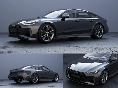 Sleek Gray Sports Sedan With Aerodynamic Design Large Alloy Wheels And Modern Front Grille 3d model