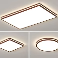 Modern Square and Round Ceiling Lights with Wooden Frame and White Panel