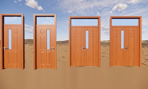 American Wooden Door Hospital Door Ward Door with Glass Window Door Window Page Door 3d model