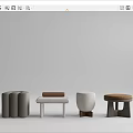 Modern Ottoman Stools With Various Designs Colors And Upholstery Materials 3d model