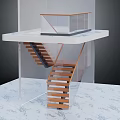 Contemporary Wooden Staircase With Glass Railing Open Steps And Platform Design