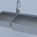 Stainless Steel Double Bowl Kitchen Sink With Modern Faucet For Home Kitchen Use