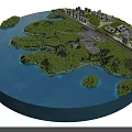 Aerial Planning of Island Urban Development With Green Spaces and Waterfront Buildings