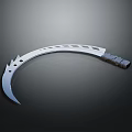 Silver Curved Blade Weapon With Hollow Design And Metal Handle For Combat Use