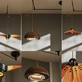 Modern Wooden Pendant Lights With Umbrella Shaped Design And Warm Light Accents