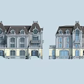 European Style Detached Villa with Clock Roof Balcony Steps and Symmetrical Design