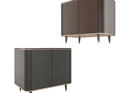 Modern Bedside Nightstand Design With Vertical Stripes And Sleek Metal Legs 3d model