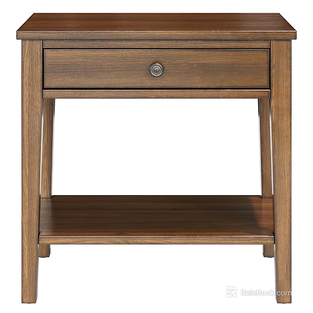 Simple Wooden Bedside Table With Single Drawer And Lower Shelf Design 3d model