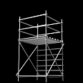 Construction Metal Scaffolding Frame Structure With Tiered Platform And Safety Rails